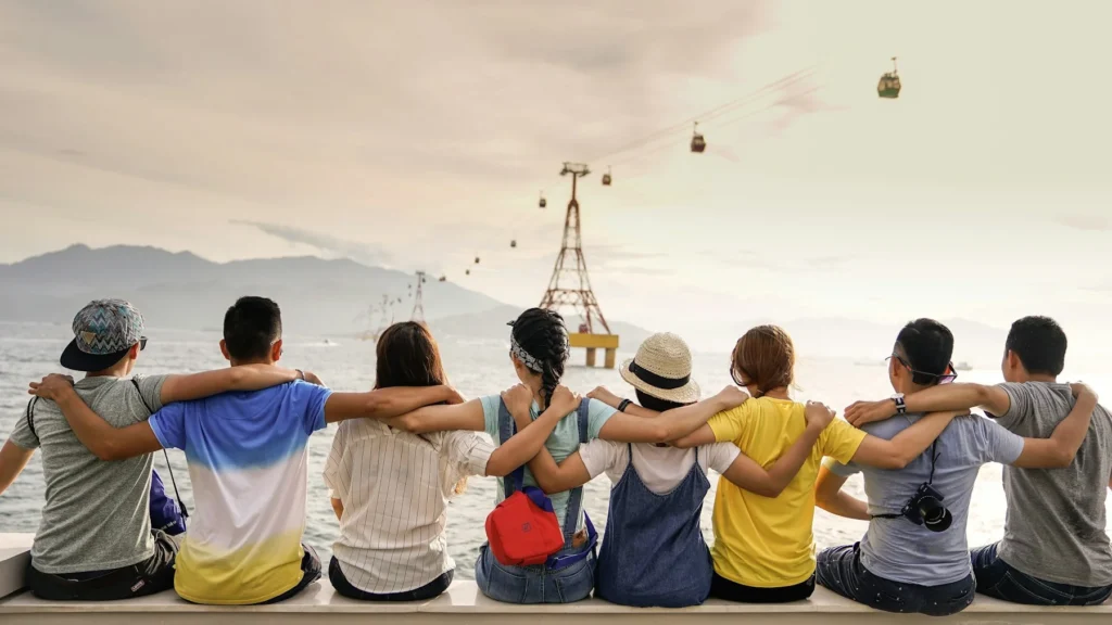 Group of friends enjoying a journey together